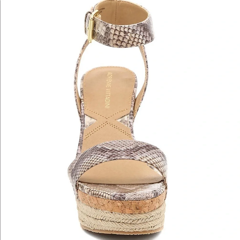 NEW ADRIENNE VITTADINI PLATFORM ESPADRILLE 10 Jute Wedge Snakeskin